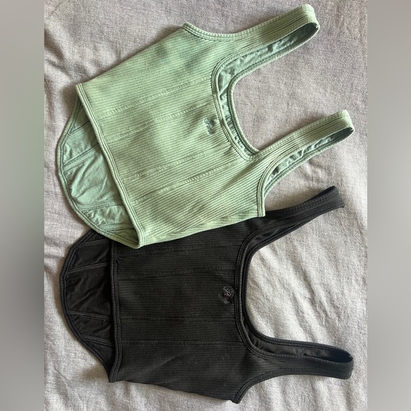 PINK VS Ribbed Corset Crop Tank Bundle Black & Sage Size S - Picture 2 of 7